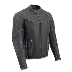 Milwaukee Leather MLM1536 Men's Vintage Grey 'Triple Vent' Leather Jacket
