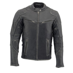Milwaukee Leather MLM1536 Men's Vintage Grey 'Triple Vent' Leather Jacket