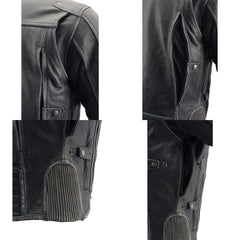 Milwaukee Leather MLM1536 Men's Vintage Grey 'Triple Vent' Leather Jacket