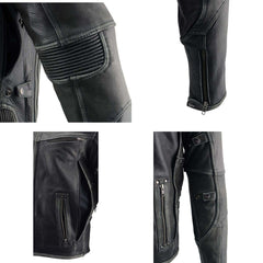 Milwaukee Leather MLM1536 Men's Vintage Grey 'Triple Vent' Leather Jacket