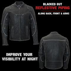 Milwaukee Leather MLM1536 Men's Vintage Grey 'Triple Vent' Leather Jacket