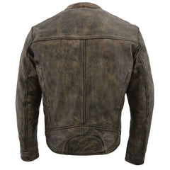 Milwaukee Leather MLM1550 Men's Vented Black-Beige Distressed Leather Scooter Jacket
