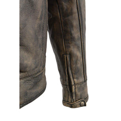 Milwaukee Leather MLM1550 Men's Vented Black-Beige Distressed Leather Scooter Jacket