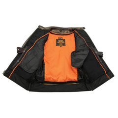 Milwaukee Leather MLM1550 Men's Vented Black-Beige Distressed Leather Scooter Jacket