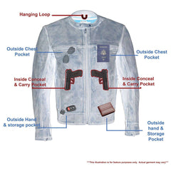 Milwaukee Leather MLM1550 Men's Vented Black-Beige Distressed Leather Scooter Jacket