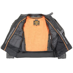 Milwaukee Leather MLM1551 Men's Black Lightweight Premium Leather Motorcycle Jacket with Cool-Tec Leather Treatement