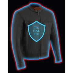 Milwaukee Leather MLM1551 Men's Black Lightweight Premium Leather Motorcycle Jacket with Cool-Tec Leather Treatement