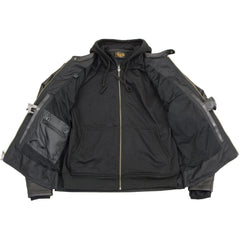 Milwaukee Leather MLM1552 Men's Black Leather ‘Utility Pocket’ Vented Scooter Style Motorcycle Jacket with Hoodie