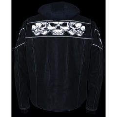 Milwaukee Leather MLM1562 Men's Distress Grey Leather Jacket with Reflective Skulls