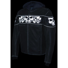 Milwaukee Leather MLM1562 Men's Distress Grey Leather Jacket with Reflective Skulls