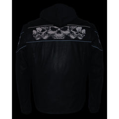 Milwaukee Leather MLM1563 Men's Black Leather Jacket with Reflective Skulls