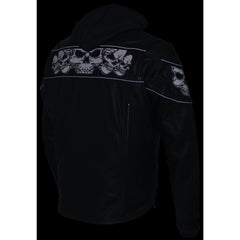 Milwaukee Leather MLM1563 Men's Black Leather Jacket with Reflective Skulls