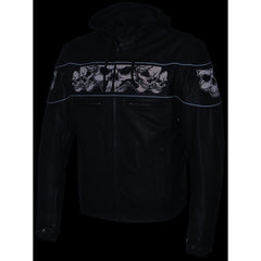 Milwaukee Leather MLM1563 Men's Black Leather Jacket with Reflective Skulls