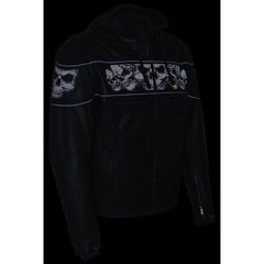 Milwaukee Leather MLM1563 Men's Black Leather Jacket with Reflective Skulls