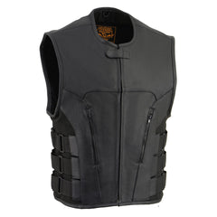 Milwaukee Leather MLM3500 Men's Swat Style Rider Leather Vest w/ Single Panel Back for Club Patches