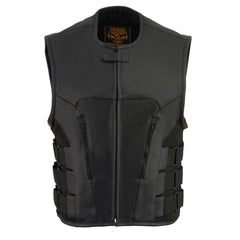 Milwaukee Leather MLM3500 Men's Swat Style Rider Leather Vest w/ Single Panel Back for Club Patches