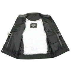 Milwaukee Leather MLM3513 Men's Premium Leather Club-Style Motorcycle Vest w/ Snaps and Zipper Closure