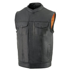 Milwaukee Leather Men's MLM3514 Black Premium Dual Closure Club Style Motorcycle Vest w/ Cool-Tec Leather Treatment