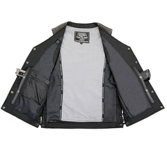 Milwaukee Leather MLM3521 Men's Distressed Gray Side Lace Motorcycle Leather Vest
