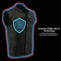 Milwaukee Leather MLM3524SET Men's All Season Black Premium Leather Motorcycle vest w/ Heated and Cool-Tec Technology