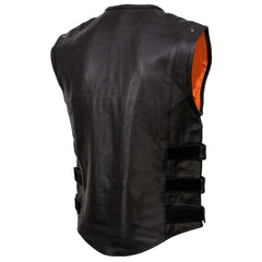 Milwaukee Leather MLM3530 Men's Black Leather SWAT Tactical Style Motorcycle Biker Rider Vest
