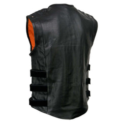 Milwaukee Leather MLM3530 Men's Black Leather SWAT Tactical Style Motorcycle Biker Rider Vest