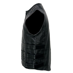 Milwaukee Leather MLM3530 Men's Black Leather SWAT Tactical Style Motorcycle Biker Rider Vest