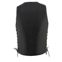 Milwaukee Leather MLM3541 Men's Roulette Black Premium Leather 10 Pocket Motorcycle Vest w/ Cool-Tec Leather Treatment