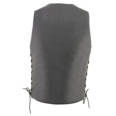 Milwaukee Leather MLM3541 Men's Roulette Black Premium Leather 10 Pocket Motorcycle Vest w/ Cool-Tec Leather Treatment