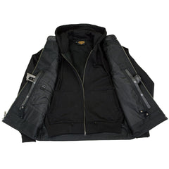 Milwaukee Leather MLM3563 Men's '2 in 1' Black Leather Vest w/ Reflective Skulls / Full Removable Hoodie