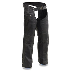 Milwaukee Leather MLM5502 Men's Black Premium Leather Motorcycle Rider Chaps with Cool-Tec Leather Treatment
