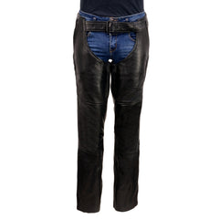 Milwaukee Leather USA MADE MLM5571 Men's Black 'Rough Rider' Premium Leather Motorcycle Chaps with Thermal Liner