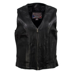 Milwaukee Leather USA MADE MLVSL5003 Women's Black Speed Queen Motorcycle Leather Vest with Front Zipper