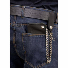 Milwaukee Leather MLW7883 Men's 6” Black Premium Leather Soft Biker Wallet - Bi-Fold Anti-Theft Stainless Steel Chain