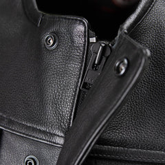 Milwaukee Motorcycle Clothing Co. Men's Low-Key Premium Black Leather Club Style Biker Vest MMC30000