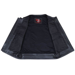 Milwaukee Motorcycle Clothing Co. Men's Quick-Draw Stylesh Premium Black Leather MC Biker Vest MMC30001
