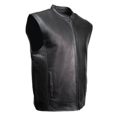 Milwaukee Motorcycle Clothing Co. Men's Rocker Black Leather Premium Club Style Riders Vest MMC30002