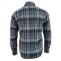 Milwaukee Leather MNG11626 Men's Flannel Plaid Black and White with Blue Long Sleeve Cotton Button Down Shirt