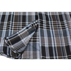 Milwaukee Leather MNG11626 Men's Flannel Plaid Black and White with Blue Long Sleeve Cotton Button Down Shirt