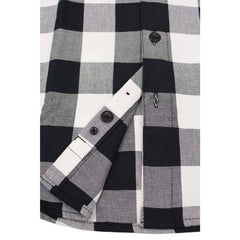 Milwaukee Leather MNG11629 Men's Long Sleeve Flannel Black and White Cotton Button Down Shirt w/ Hoodie