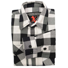 Milwaukee Leather MNG11633 Men's Flannel Plaid Shirt Black and White Long Sleeve Cotton Button Down Shirt