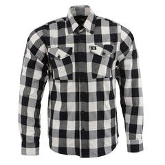 Milwaukee Leather MNG11633 Men's Flannel Plaid Shirt Black and White Long Sleeve Cotton Button Down Shirt