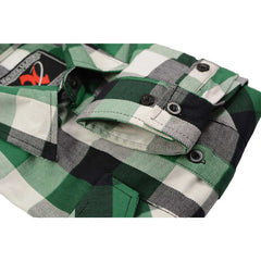 Milwaukee Leather MNG11636 Men's Flannel Plaid Shirt Green and White Long Sleeve Cotton Button Down Shirt