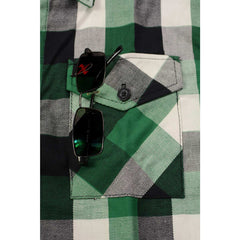 Milwaukee Leather MNG11636 Men's Flannel Plaid Shirt Green and White Long Sleeve Cotton Button Down Shirt