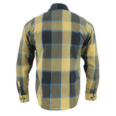 Milwaukee Leather MNG11639 Men's Flannel Plaid Beige with Black and Blue Long Sleeve Cotton Button Down Shirt