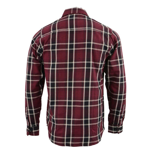 Milwaukee Leather MNG11640 Men's Flannel Plaid Shirt Maroon Black and White Long Sleeve Cotton Button Down Shirt