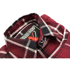 Milwaukee Leather MNG11640 Men's Flannel Plaid Shirt Maroon Black and White Long Sleeve Cotton Button Down Shirt