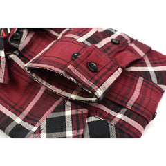 Milwaukee Leather MNG11640 Men's Flannel Plaid Shirt Maroon Black and White Long Sleeve Cotton Button Down Shirt