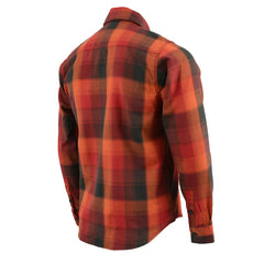 Milwaukee Leather MNG11641 Men's Flannel Plaid Shirt Orange with Red and Black Long Sleeve Cotton Button Down Shirt