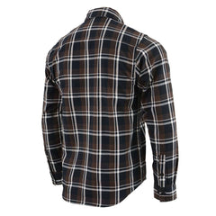 Milwaukee Leather MNG11643 Men's Flannel Plaid Brown Black and White Long Sleeve Cotton Button Down Shirt